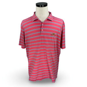 B. Draddy Polo Shirt Mens XL Essex County Country Golf Club Reddish Pink Striped